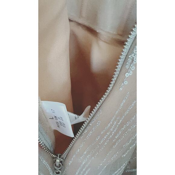 Bronx and Banco Mademoiselle Silver Midi Dress Large /AU12/US8 - Picture 10 of 10